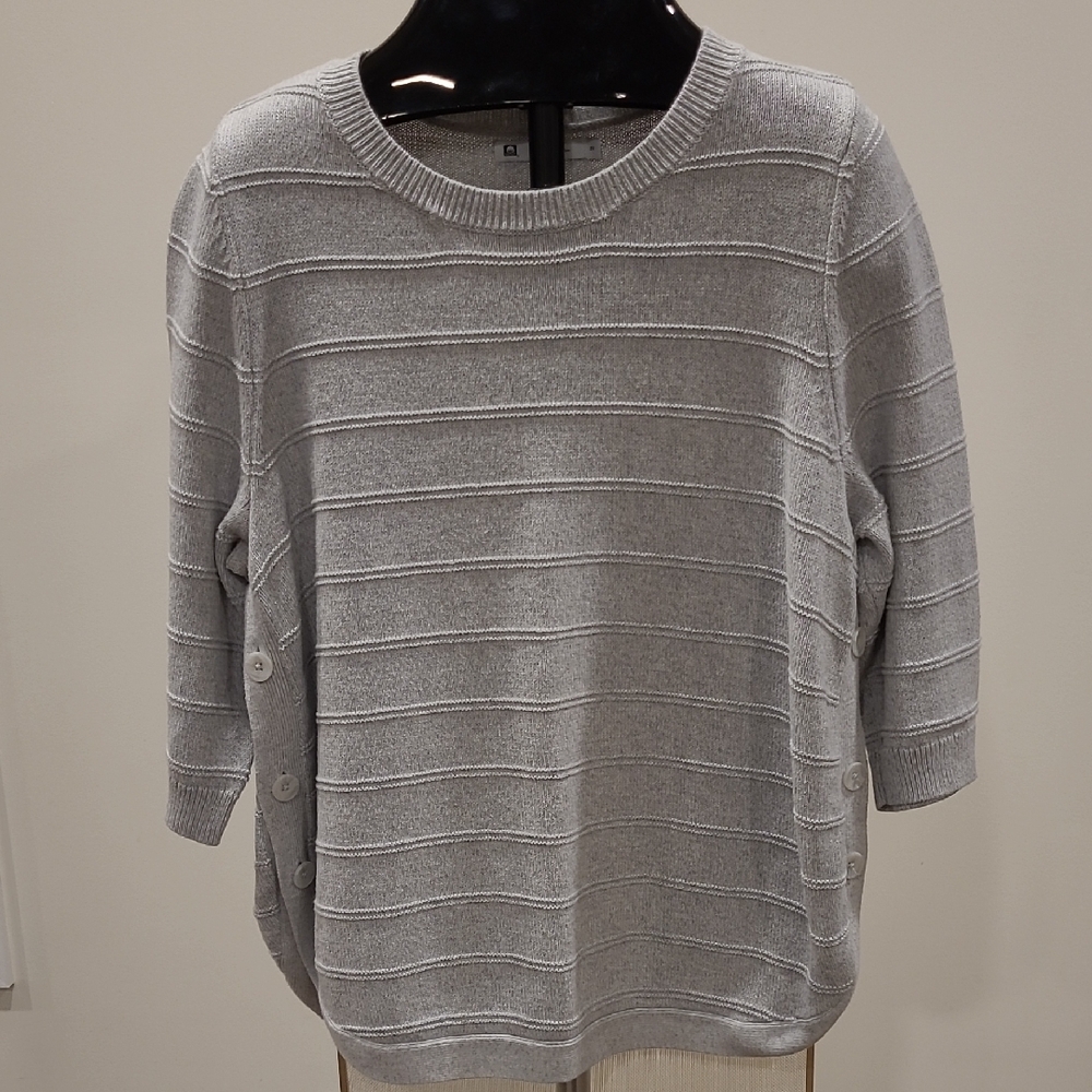Reitmans Gray Cotton Sweater with Side Button Detail 2X